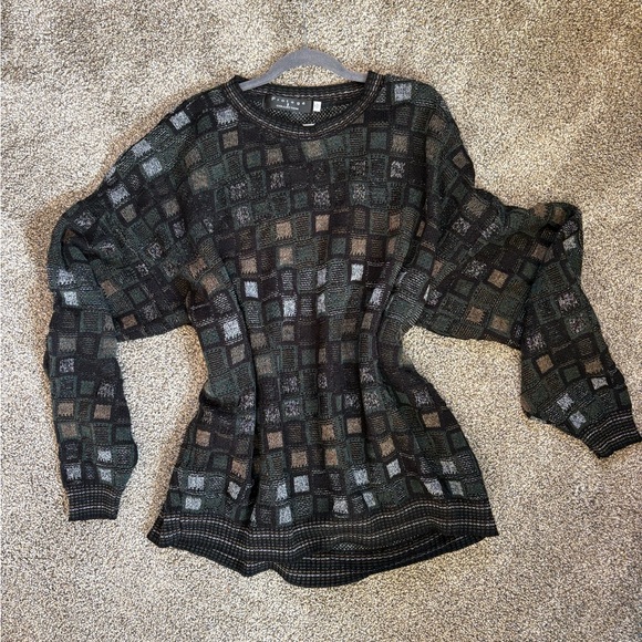Protege Collection Sweaters - Vintage-Inspired Black and Gray Geometric Knit Sweater